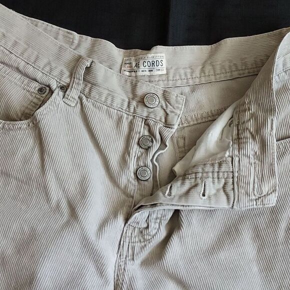 American Eagle Cords Women's Corduroy Pants Straight Leg Button Fly Beige Tan 8 - Picture 3 of 11
